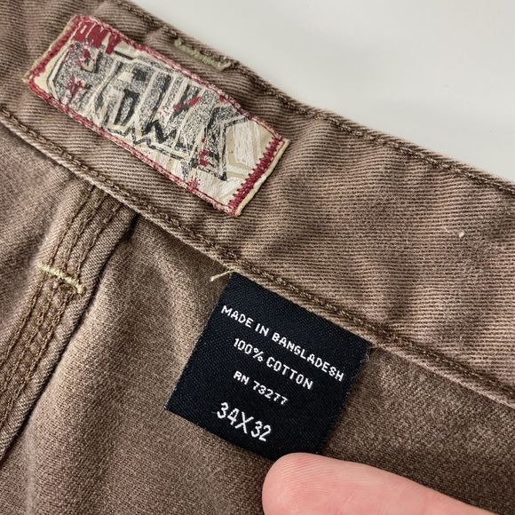 Vintage Tony Hawk Cargo Skater Pants Y2K Size 34x32 Brown Skateboarding Grunge - Picture 12 of 16